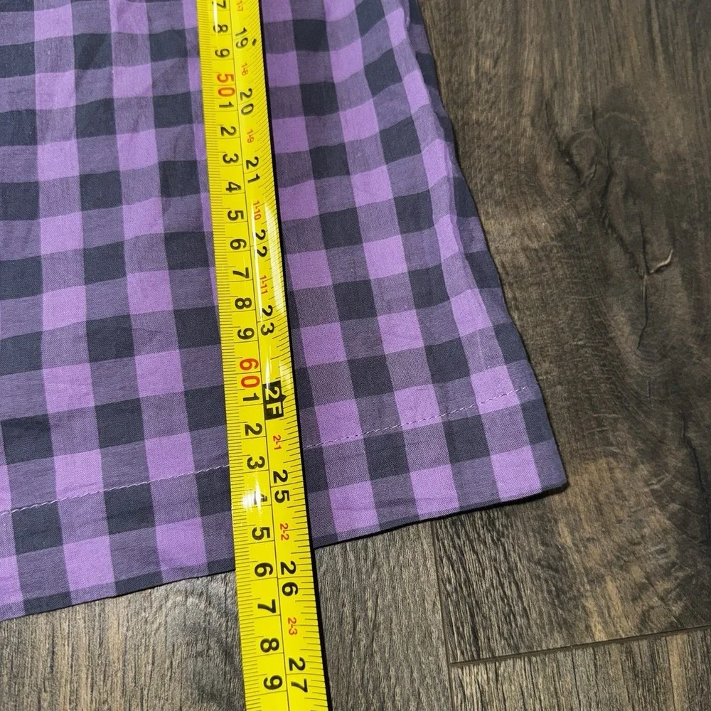Merona Women's XL Purple Gingham Plaid Blouse Cap Sleeve Boho Cowgirl Cottage - Picture 7 of 12